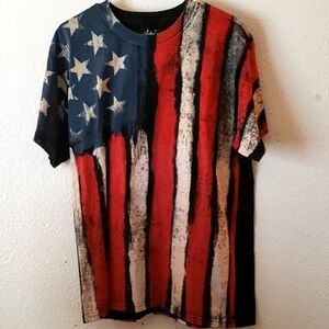 DOM 100% Cotton American Flag Black T-Shirt Size 2XL